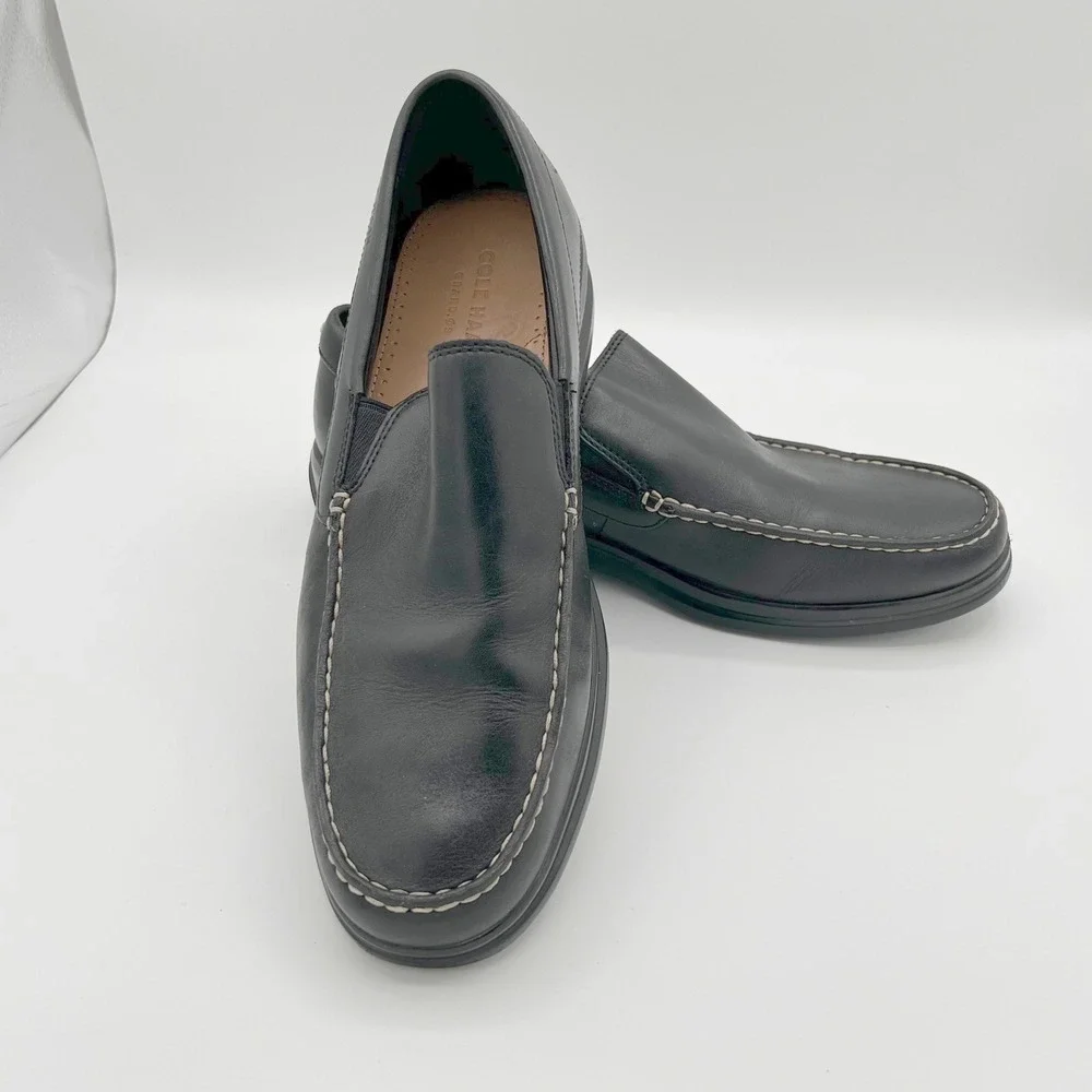 Cole Haan‎ Grand Os Santa Barbara C25938 Mens 11 Black Leather Loafers Slip On